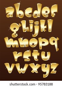 Lower case gold alphabet