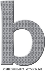 Lower case letter 'b' filled with 3D feel even smaller letters arranged in grid