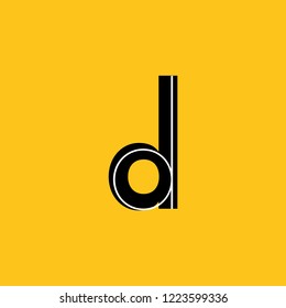 lower case letter d icon with skeleton structure construction simplified yellow background