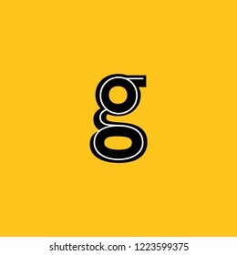 lower case letter g icon with skeleton structure construction simplified yellow background