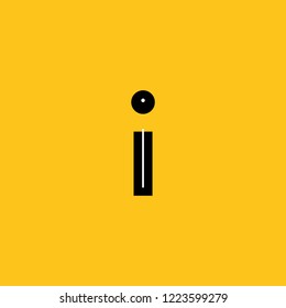 lower case letter i icon with skeleton structure construction simplified yellow background