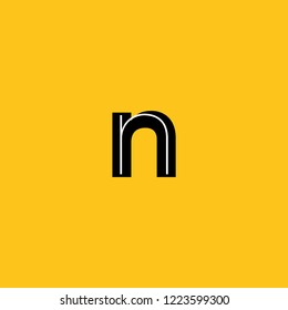 lower case letter n icon with skeleton structure construction simplified yellow background