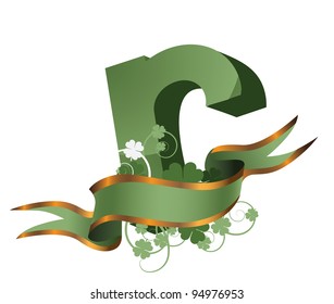 Lower Case Letter R with blank banner EPS 8 vector, grouped for easy editing. No open shapes or paths.