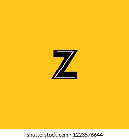 lower case letter z icon with skeleton structure construction simplified yellow background