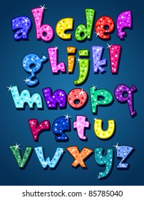 Lower case sparkling alphabet
