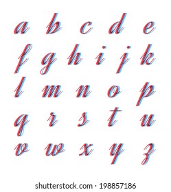 Lower case stereo alphabet