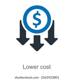 Lower Cost and affordable icon concept