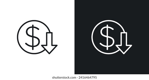 Icono de menor coste diseñado en un estilo de línea sobre fondo blanco.