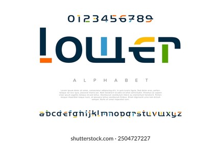 Lower creative modern geometric urban alphabet font. Digital abstract futuristic, game, techno, robot, music, logo, sport, minimal technology typography. Simple numeric vector illustration