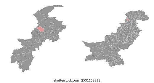 Mapa do distrito de Lower Dir, divisão administrativa do Paquistão. Ilustração vetorial.