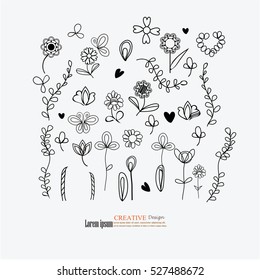 lower doodles.flower hand draw.vector illustration.