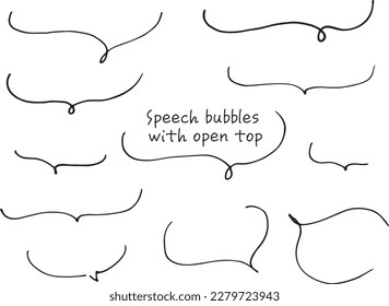 Lower half line drawing speech balloons.
Hand-drawn loose fashionable speech bubble written with a pen.