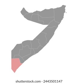 Lower Juba region map, administrative division of Somalia. Vector illustration.