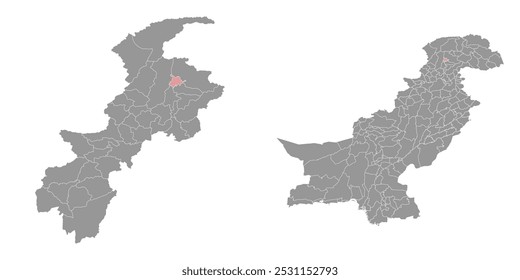 Mapa do distrito de Kohistan, divisão administrativa do Paquistão. Ilustração vetorial.