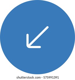 Lower left arrow icon. Navigation vector.