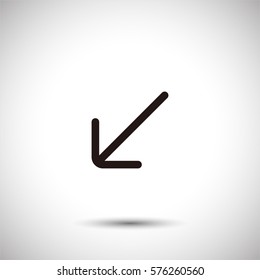 Lower left arrow icon. Navigation vector.