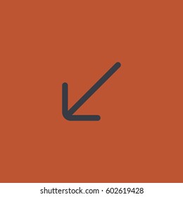 Lower left arrow icon. Navigation vector