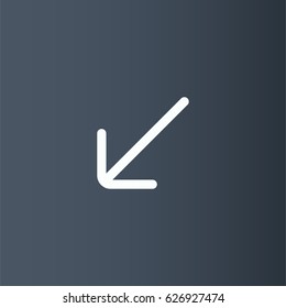Lower left arrow icon. Navigation vector