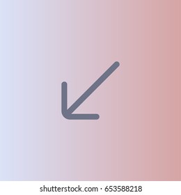 Lower left arrow icon. Navigation vector
