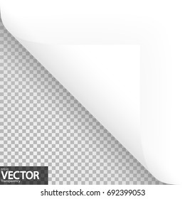 lower left paper corner with vector transparency showing shadow