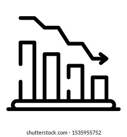 Lower money graph icon. Outline lower money graph vector icon for web design isolated on white background
