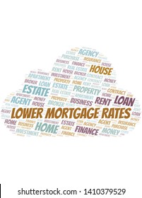 Lower Mortgage Rates Word Cloud. Wordcloud Made With Text Only.