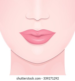 the lower part of the girl's face, female full lips