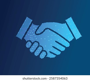 Lower Poly Handshake icon design. Lower poly digital Partnership