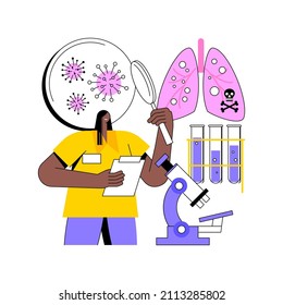Abstraktes Konzept für Infektionen der unteren Atemwege, Vektorgrafik. Lungenkrankheit, Pneumonie-Prävention, Symptome und Diagnostik, abstrakte akute Infektionen der unteren Atemwege.