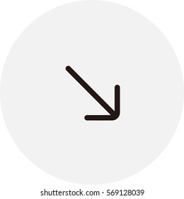 Lower right arrow icon. Navigation vector.