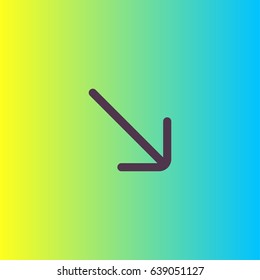Lower right arrow icon. Navigation vector