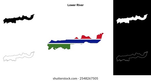 Conjunto de mapas de contorno de la región de Lower River