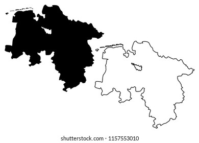 Lower Saxony (Federal Republic of Germany, State of Germany) map vector illustration, scribble sketch Lower Saxony map