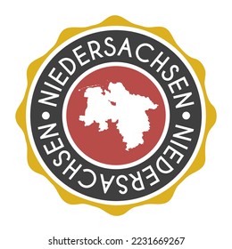 Baja Sajonia, Signo del vector de sellado del mapa de matrícula alemán. Etiqueta de icono de diseño de marca de país de símbolo nacional. 