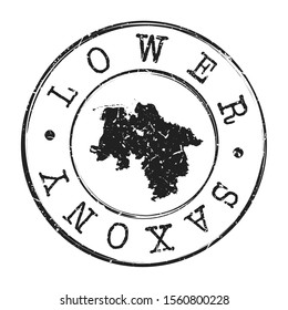 Lower Saxony Germany Map Postmark. Silhouette Postal Passport. Stamp Round Vector Icon. Vintage Postage Design.