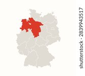 Lower Saxony State Highlighted on Administrative Map of Germany
