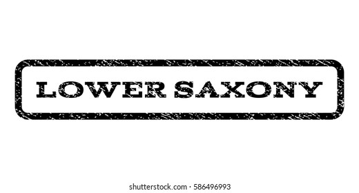 Lower Saxony watermark stamp. Text caption inside rounded rectangle with grunge design style. Rubber seal stamp with dirty texture. Vector black ink imprint on a white background.