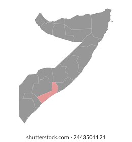 Mapa de la región del Bajo Shabelle, división administrativa de Somalia. Ilustración vectorial.