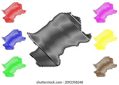 Lower Subansiri district (Arunachal Pradesh State, Republic of India) map vector illustration, scribble sketch Lower Subansiri map