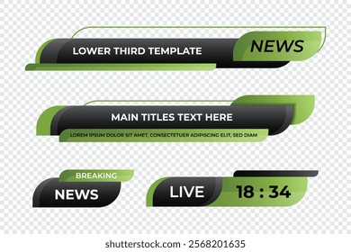 Lower third banner. Lower third bar template for breaking news, television, video and media channels. Interface template