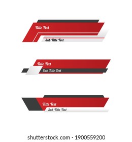 The lower third banner geometric design collection in red and grey colour which is used to highlight name, designation and text in videos and presentation.
