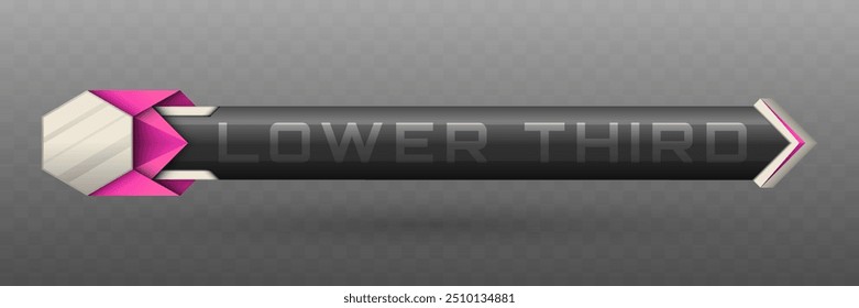 Lower Third Banner in Metallic Black, Silver and Pink for Video Screen Broadcast Presentation Titles