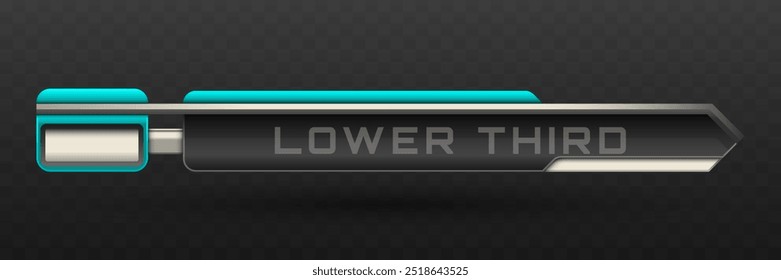 Lower Third Banner in Metallic Black, Silver and Cyan Color Theme for Video Screen Broadcast Presentation Titles