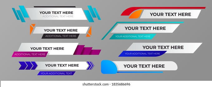 Lower Third banner Set Vector. Sign Of Lower Third. live News, Ultra HD. Banners For Broadcasting Television Video Template. Isolated Illustration.