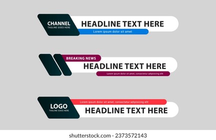 Lower third banner templates for Television, Video and Media Channels. Modern headline bar layout design vector