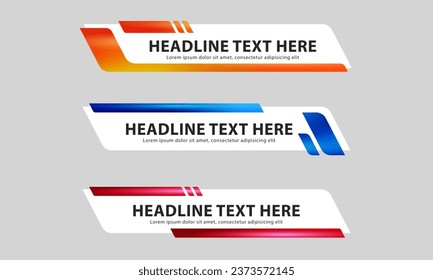 Lower third banner templates for Television, Video and Media Channels. Modern headline bar layout design vector