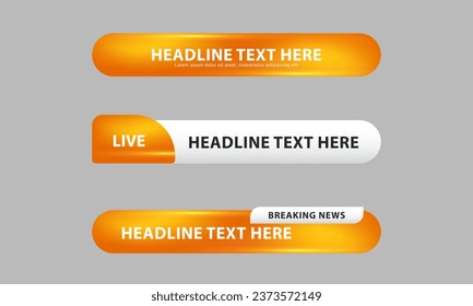 Lower third banner templates for Television, Video and Media Channels. Modern headline bar layout design vector