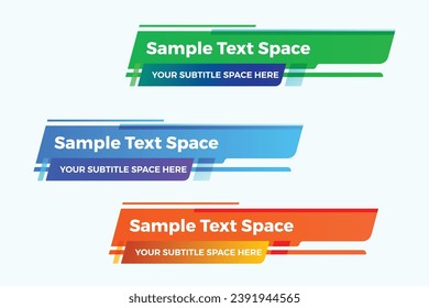 Lower third banners set design modern geometric lower third banner template set