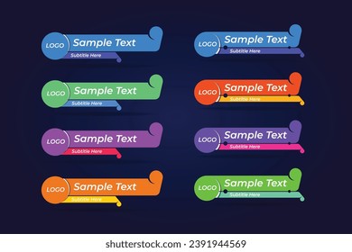 Lower third banners set design modern geometric lower third banner template set