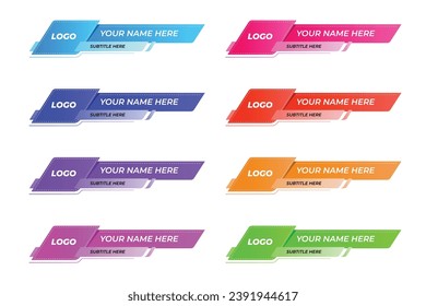 Lower third banners set design modern geometric lower third banner template set
